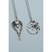 Alooya 2'li The Witcher Kurt Anubis Ölüm Ve Ceza Tanrısı Gümüş Kaplama Kolye Seti