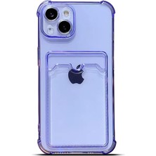 Teknomoda Apple iPhone 14 Kılıf Kartlıklı Anti Şok Korumalı Şeffaf Silikon Lila