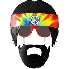 Buğz Siyah Saçlı Bandana Hippi Parti Gözlüğü