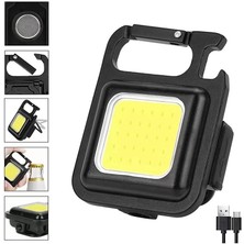 Buğz Hs-37 LED Anahtarlıklı Cep Boy Cob LED Metal Kasa Mıknatıslı Şişe Açacağı Usb’li Şarj Edilebilir El Feneri