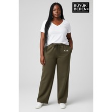 Superlife Kadın Büyük Beden Rahat Kesim Paça Reçme Ar Baskılı Beli Lastikli Eşofman Altı SPR26EAK952-1