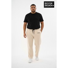 Superlife Erkek Büyük Beden Rahat Kesim Paça Reçme Ar Baskılı Beli Lastikli Eşofman Altı SPR26EA952-1