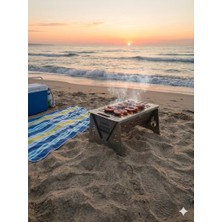 Demir Şömine Demonte Mangal Portatif Çantalı Mini Pratik Katlanır Mangal