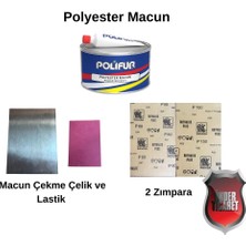 Önder Ticaret Polyester Çelik Macun Tamir Seti –  Macun - Çekme Lastiği - Çekme Çeliği - 2 Adet Zımpara