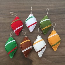 Empressco El Yapımı 7'li Keçe Yılbaşı Süsleri, Çam Ağacı Dekoru, Neşeli ve Renkli Tasarım