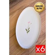 Tabak Evi Porselen Natura Çuha Altın Yaldızlı Oval Kayık 32,50X17X2,50CM 6 Lı