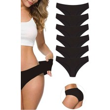 Royaleks 6 Adet Kadın Dikişsiz Lazer Kesim Esnek Iz Yapmayan Külot Siyah