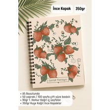 Eldesen Tasarım Günlük Planlayıcı A5 Defter, Notlar, Yapılacaklar, Esnek Karton Kapaklı, 100 Günlük, Çilekli