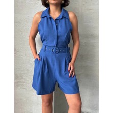 Kazax Yakalı Şort Tulum