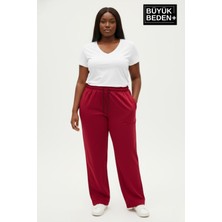 Superlife Kadın Büyük Beden Rahat Kesim Lastikli Bel Paça Reçmeli Eşofman Altı SPR26EAK952