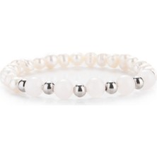 Mk Tasarım Gerçek Inci Pembe Kuvars Taşı Bileklik MKT.5.10001.1