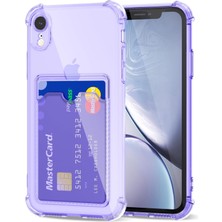 Teknomoda Apple iPhone Xr Kılıf Kartlıklı Anti Şok Korumalı Şeffaf Silikon Lila