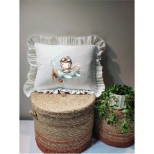 Moda Lime Isme Özel Baskılı Fırfırlı Bebek Dolgulu Yastık Hediyelik (Takı Yastığı Olarakta Kullanılabilir)