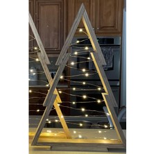 Empressco Bej Ahşap Yılbaşı Ağacı LED Işıklandırma, Sıcak ve Şık Dekorasyon Parçası