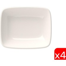 Tabak Evi Porselen Quadro Dikdörtgen Kayık Tabak 12X8,50CM 4 Lü