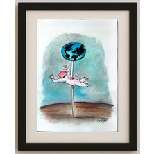 Karikatural Cristian Topan 29X21CM Orijinal Karikatür Tablo