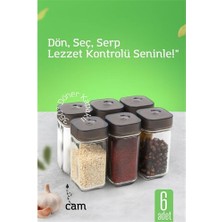 Fantastik Store Hsnet Cam Tuzluk Baharatlık – 360° Döner Kapaklı | 3 Delik Tipiyle Ayarlanabilir Akış  6 Adet