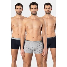Cacharel Erkek Desenli Likralı Boxer 3'lü Paket 1339/LACIVERT 8