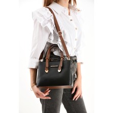 Sanmorris Kadın Uzun Askılı 4 Bölmeli Gold Aksesuarlı Sade Şık Omuz ve El Çantası