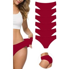 Royaleks 6 Adet Kadın Dikişsiz Lazer Kesim Esnek Iz Yapmayan Külot Bordo