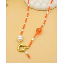 Nevoka Inci Detaylı Gemici Halkası El Yapımı Kolye