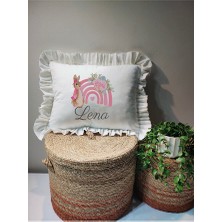 Moda Lime Isme Özel Baskılı Fırfırlı Bebek Dolgulu Yastık Hediyelik (Takı Yastığı Olarakta Kullanılabilir)