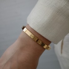 Lente Aksesuar Desenli Çelik Gold Kelepçe