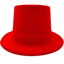 Tp Bfs     Kırmızı Renk Plastik Nubuk Kadife Kaplama Fötr Şapka 11 cm