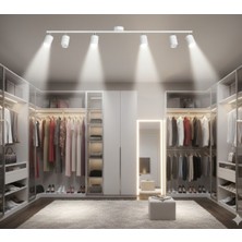 GU10 Altılı 6 Lı Hareketli Başlık 150 cm Beyaz Modern LED Tavan Spot Avize Tasarruflu LED Ampul