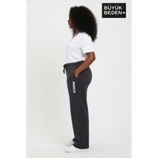 Superlife Kadın Büyük Beden Brooklyn Baskılı Rahat Kesim Lastikli Bel Paça Reçme Eşofman Altı SPR26EAK952-2