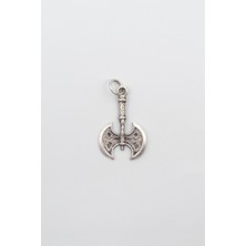 Alooya Viking Çift Başlı Balta Kolye Ucu - Antik Gümüş Kaplama