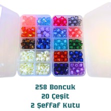 Heraldis 258 Adet Karışık Boncuk Seti 2 Kutu | Kübik, Dolgulu Kübik, Yıldız ve Armut| Takı ve Hobi Malzemesi