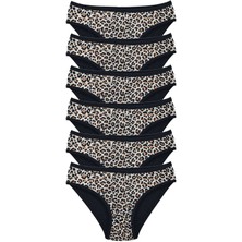 Royaleks 6 Adet Leopar Desenli Likralı Yumuşak Dokulu Kadın Slip Külot