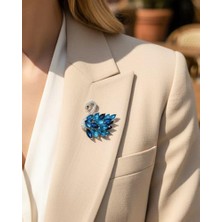 Nevoka Zirkon Taşlı Mavi Kuğu Broş