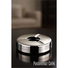 Tp Bfs  Kapaklı Paslanmaz Küllük - Kapaklı Metal Kül Tablası -  Masaüstü Küllük