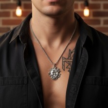 Alooya Güç Tılsımı - Güneş ve Ay Gümüş Kaplama Örme Zincir Kolye