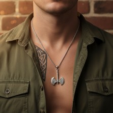 Alooya Balta Gümüş Kaplama Örme Zincir Kolye