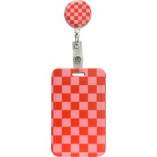 Yaka Kartlığı Yoyolu Kartlık Koruyucu Çekmeli Kart Tutucu Kartlık Pembe Dama Görsel