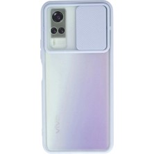 Marsilyan  Vivo Y53S Kılıf Palm Buzlu Kamera Sürgülü Silikon - Lila