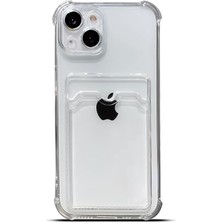 Teknomoda Apple iPhone 13 Mini Kılıf Kartlıklı Anti Şok Korumalı Şeffaf Silikon Şeffaf Açık