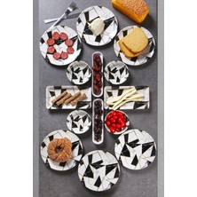 Open Home Concept 14 Parça 6 Kişilik Handmade Mermer Desen Kahvaltı Takımı - Lüx Kahvaltılık Sunum Seti