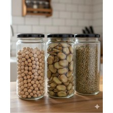 JUNIBELIW 3 Adet Boş Cam 500CC Domates Sos Baklagil Için Silindir Konserve Kavanoz Metal Kapaklı 3X500