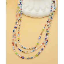 Nevoka Renk Mozaiği Üç Sıralı Kolye