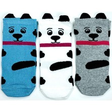 Royaleks 3 Çift Köpek Temalı 3 Boyutlu Kulaklı Pamuklu Yumuşak Kadın Bilek Çorap