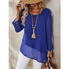 Etiler Collection Kadın Uzun Kollu Yuvarlak Asimetrik Detaylı Şifon Bluz