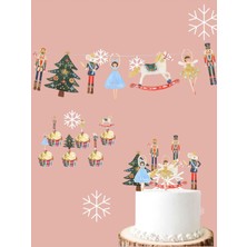 Empressco Yılbaşı Temalı Fındıkkıran Balerin Banner, Kürdan ve Pasta Süsü Seti, 3 Parça