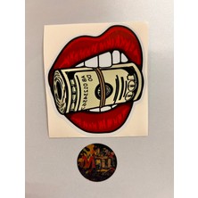 Para Isıran Kırmızı Dudak 10X9CM Folyo Sicker Araba Motosiklet Kask Laptop Cam Etiket Sticker