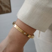 Lente Aksesuar Zirkon Taşlı Desenli Çelik Kelepçe