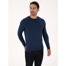 Cacharel Erkek İndigo Slim Fit Pamuk Karışımlı Bisiklet Yaka Triko Kazak 50318676-VR028