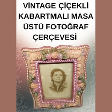Vintage Çiçekli Kabartmalı Masa Üstü Fotoğraf Çerçevesi
